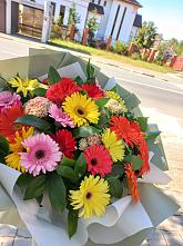 Букет цветов из:  Герберы #REPLACE_PRED# Белый Городок
