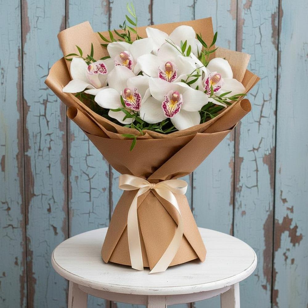 Букет цветов из: Орхидеи и Розы в Белый Городок
