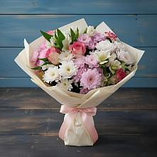 Букет цветов из:  Хризантемы, Альстромерии и Розы в Белый Городок