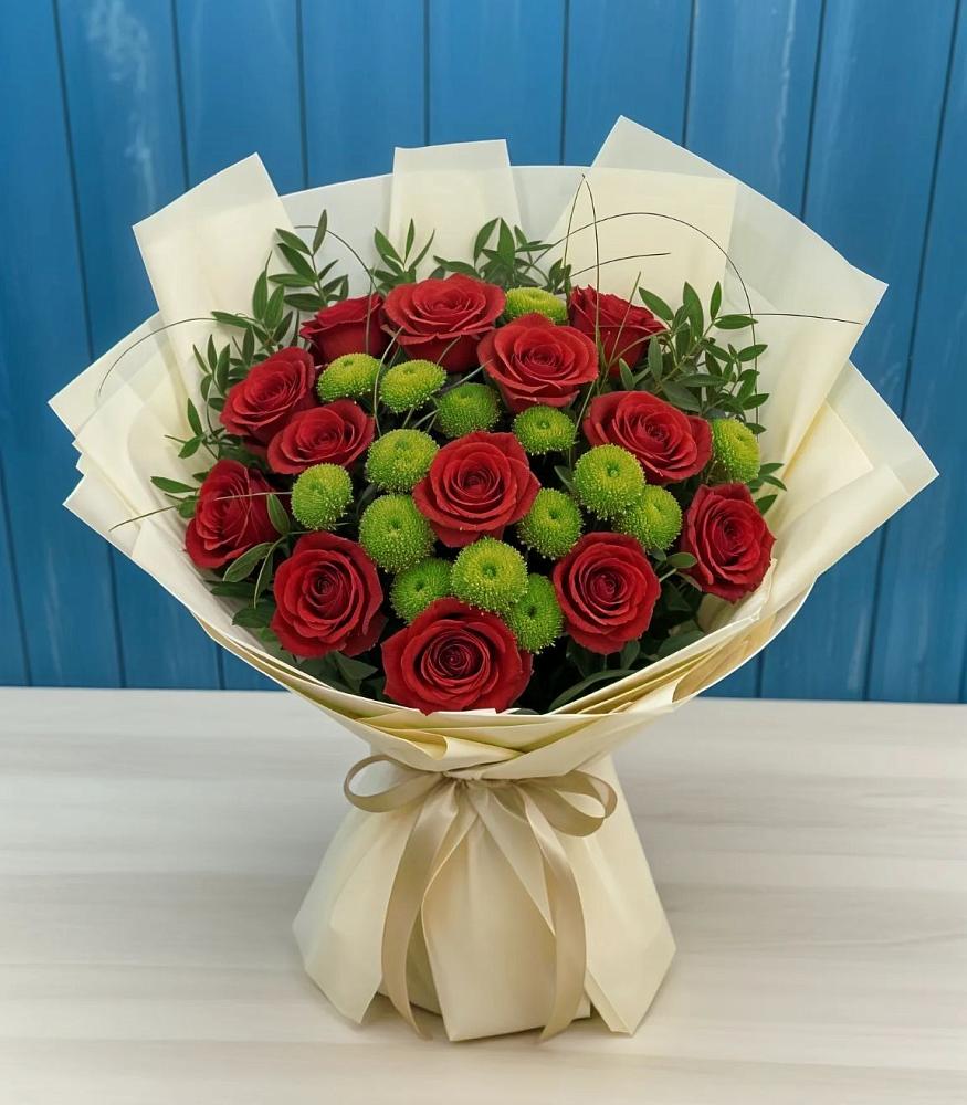 Букет цветов из: Розы и Хризантемы в Белый Городок