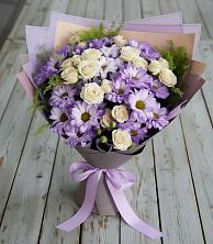 Букет цветов из:  Хризантемы и Розы в Белый Городок